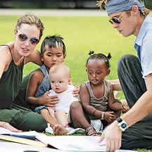 Angelina Jolie and her three adopted children