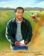 In the fields full of the workers he protected. (http://www.judyflemingcoss.com/OilGallery.html)