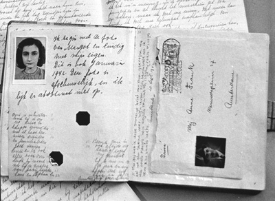 The inside of Anne's diary (http://murrayhill.wikispaces.com/Diary_of_Anne_Frank)
