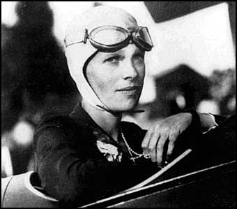 Amelia Earhart in the cockpit of her plane (www.Amelia Earhart.com)