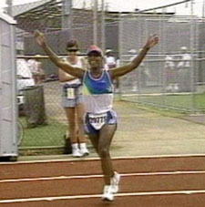 Loretta running a marathon (L)