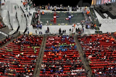 A bird’s eye view of the 19th FIRST Robotics Cham (AP Photo/Rich Addicks)