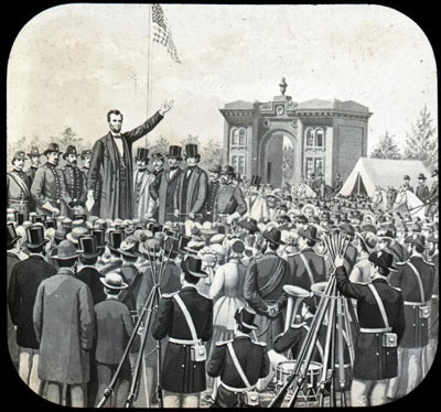 Abraham Lincoln giving a speech (http://history.howstuffworks.com/gettysburg-address.htm)