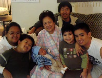 Group picture of Grandma and her grandchildren