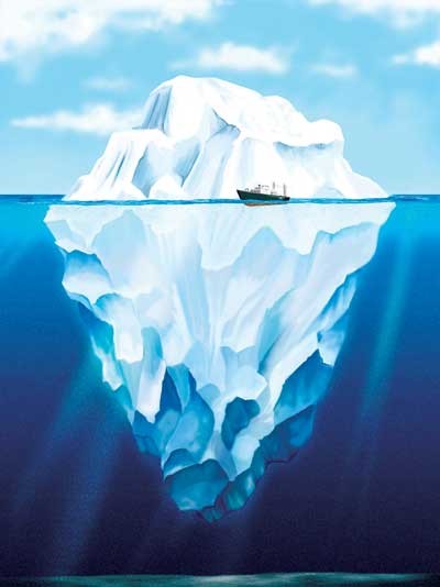 This iceberg represents Ben's emotions.  (express.com)
