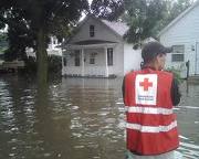 The American Red Cross providing relief to victim