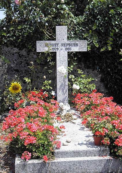 The grave of Audrey Hepburn  (in Tolochenaz, Switzerland.)