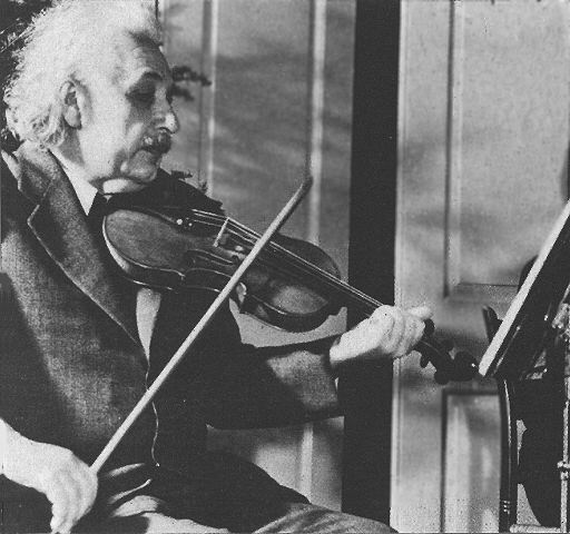 Eistein enjoying the violin. (http://www.th.physik.uni-frankfurt.de/%7Ejr/physpiceinstein.html)