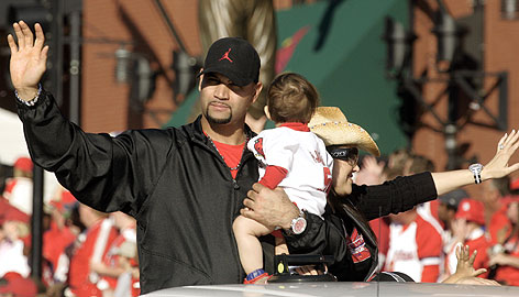 St. Louis Cardinals Albert Pujols and family, baby Sophia, son