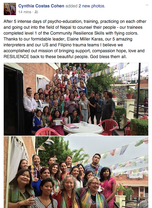 Cynthia working in Nepal after earthquake (Cynthia Costas Cohen)