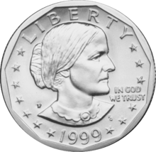 Susan B. Anthony on a coin (http://upload.wikimedia.org/wikipedia/commons/thumb/3/39/1999_SBA_Obv_P.png/220px-1999_SBA_Obv_P.png (none))