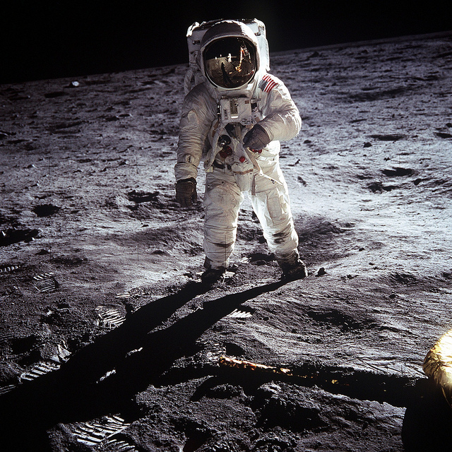 Buzz Aldrin on the moon.