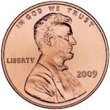 Abraham Lincoln on penny ( (http://coins.thefuntimesguide.com/2009/02/2009_lincoln_cent.php))