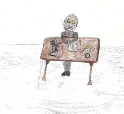 Alexander Graham Bell working on the phone. (I drew it! (Me.))