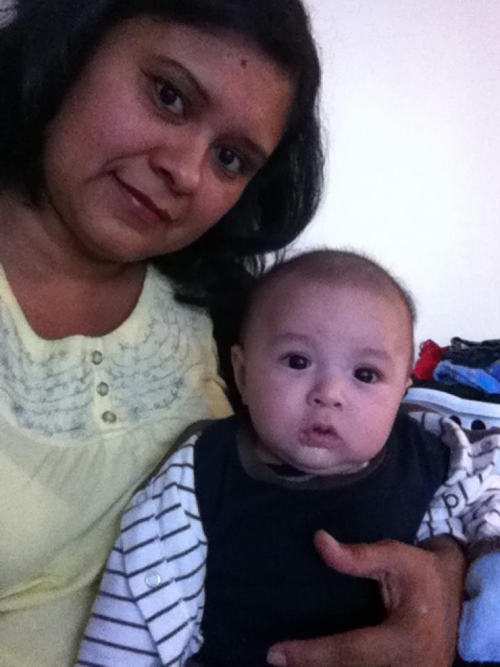 This is my mother (Yolanda) and my nephew.  (This picture comes from my mother. (My mom took this photo.))