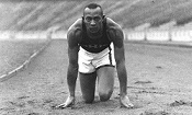 Jesse Owens on the starting block (http://www.ohiostatebuckeyes.com/sports/m-track/JO)