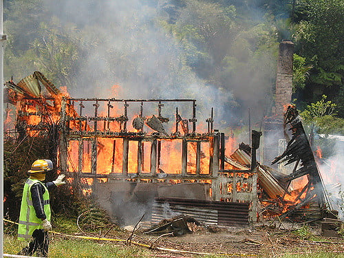 A house that was burning where Jennifer saved a pet (Flickr ())