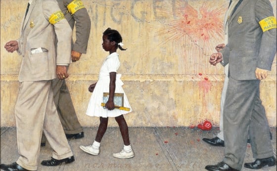 Four federal marshals escorting Ruby Bridges (http://www.seniorwomen.com/news/index.php/ruby-bri ())