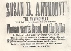 A flier for one of Anthony's lectures. (National Archives)