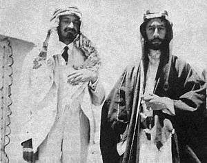 Faisal I and Chaim Weizmann (left) (1918)<br>(http://roadtostatehood.org/Images/unit10.weizmann.feisal.jpg) ()