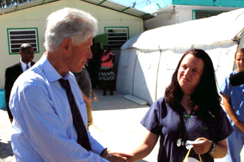 Dr. Megan Coffee and Bill Clinton meet. (http://www.globalemergencyrelief.org/people/megan- ())