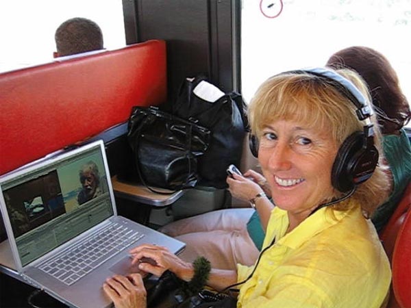 Wendy editing the Jean-Michel Cousteau segment of the MY HERO Report